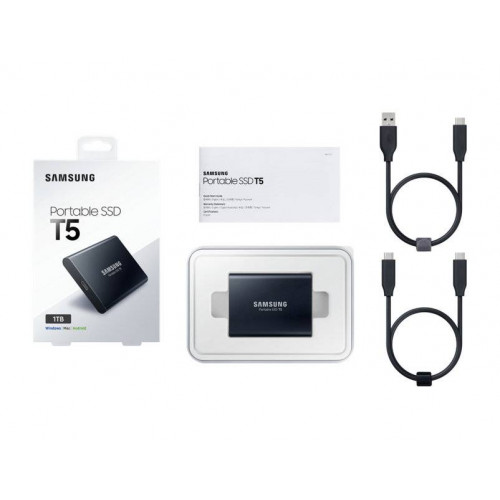 Твердотельный диск 1TB Samsung Т5 Portable MU-PA1T0B, V-NAND, USB 3.1 Type-C [R/W - 540/540 MB/s] Металл